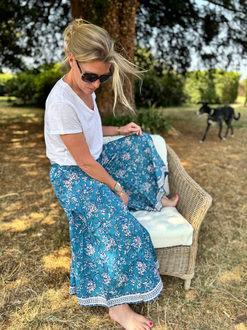 The Blue Floral Wide Leg Trousers