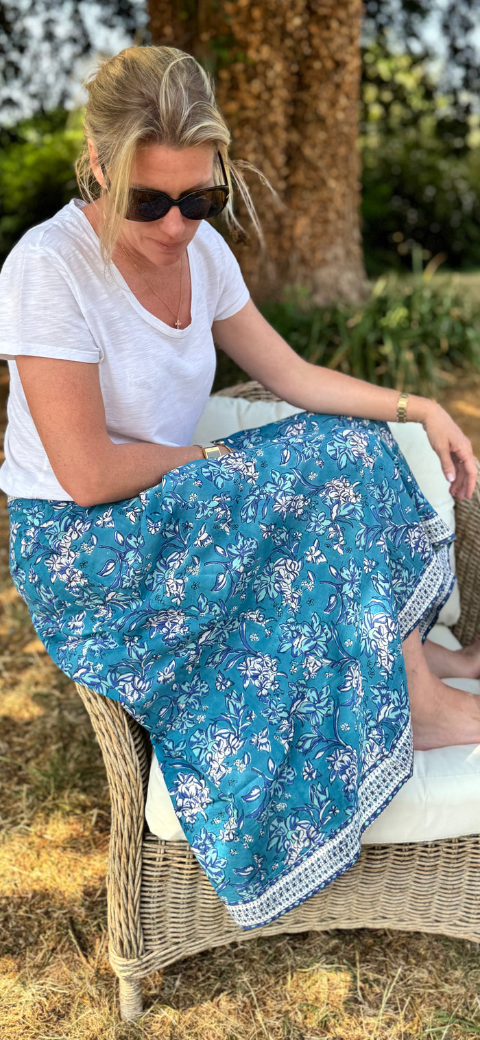 The Blue Floral Wide Leg Trousers
