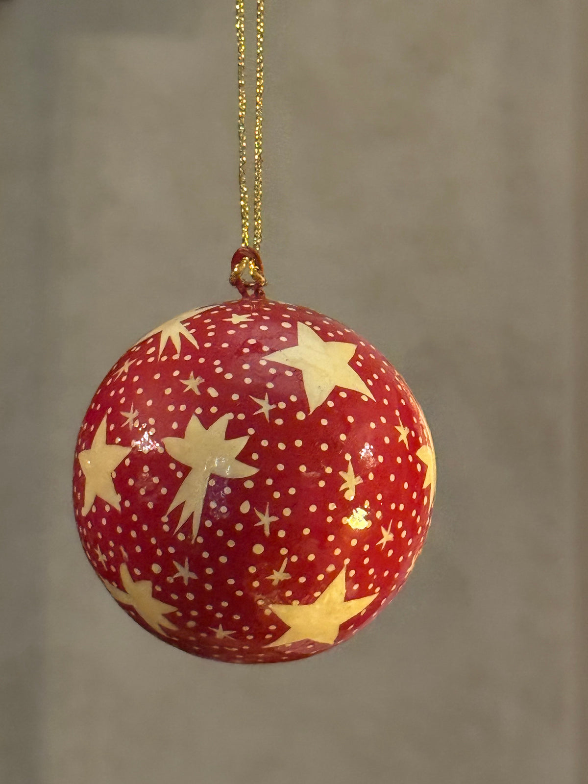 Hand-Painted Papier-Mache Christmas Baubles - 7 1/2 inches