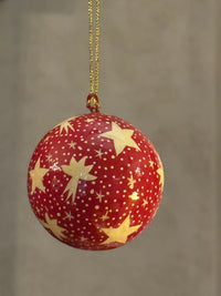 Hand-Painted Papier-Mache Christmas Baubles - 7 1/2 inches