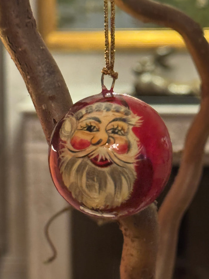 Hand-Painted Papier-Mache Christmas Baubles - 4 1/2 inches