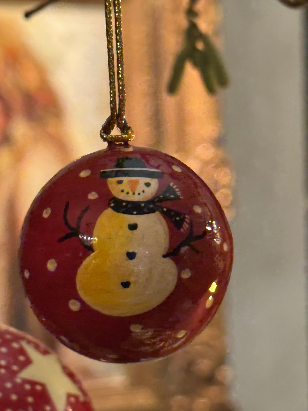 Hand-Painted Papier-Mache Christmas Baubles - 4 1/2 inches