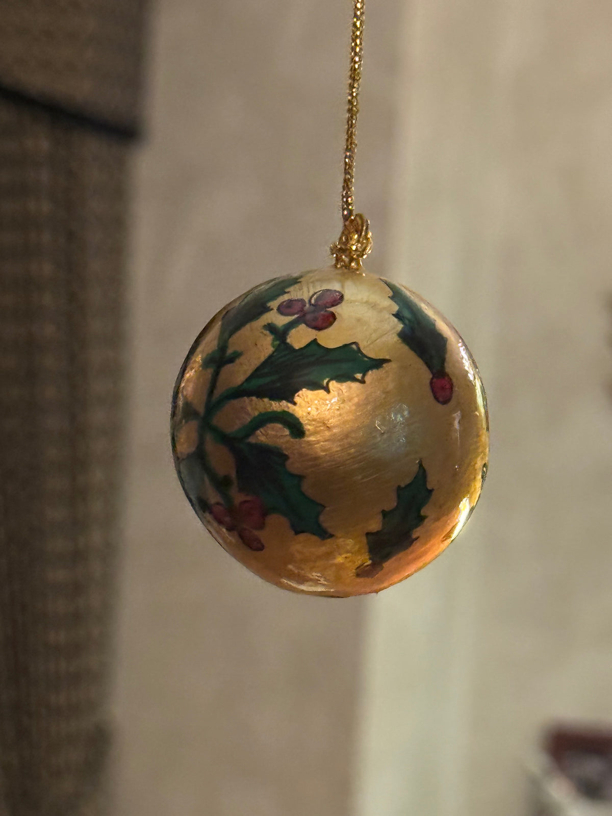 Hand-Painted Papier-Mache Christmas Baubles - 4 1/2 inches