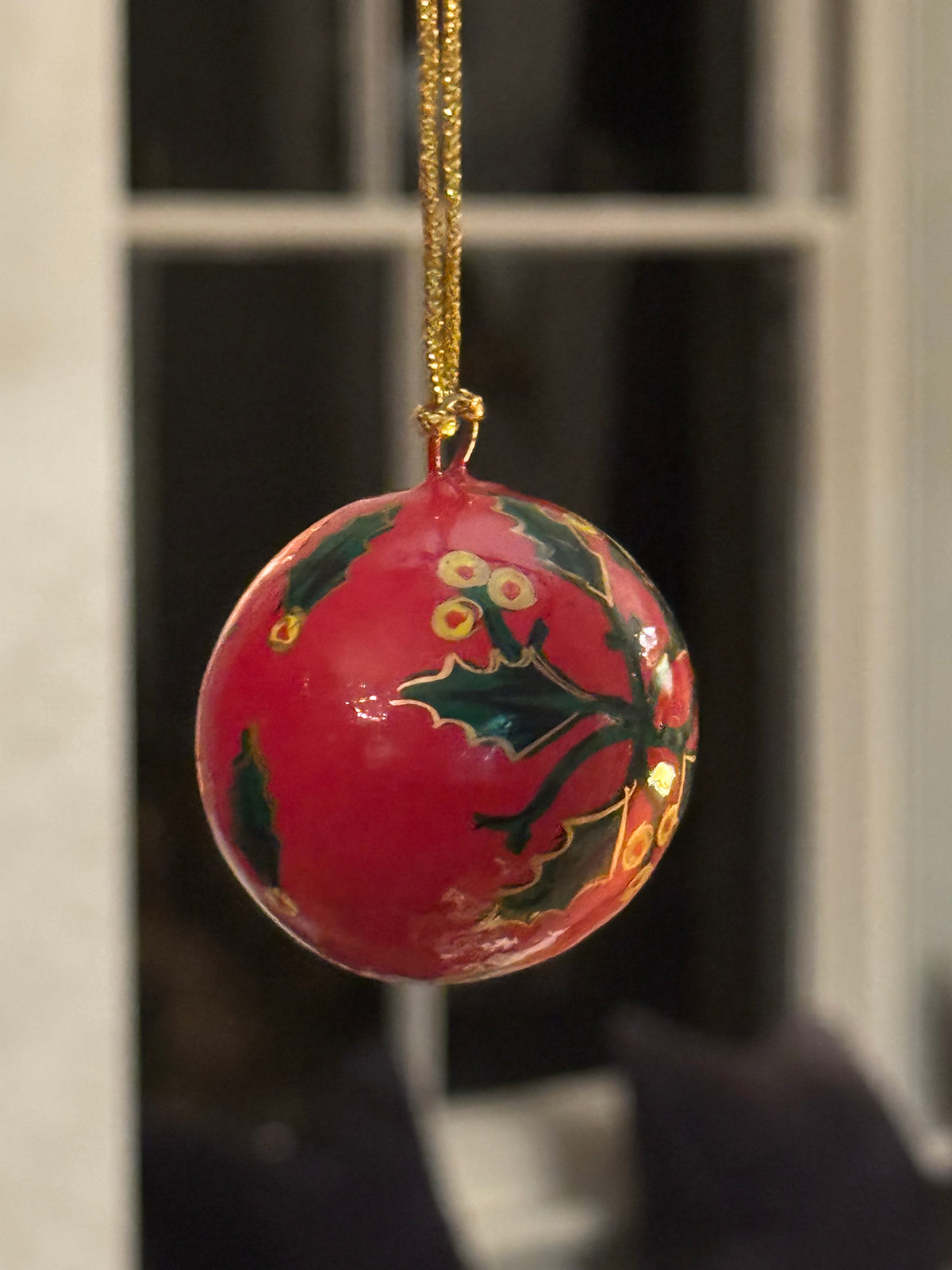 Hand-Painted Papier-Mache Christmas Baubles - 4 1/2 inches