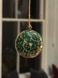 Hand-Painted Papier-Mache Christmas Baubles - 4 1/2 inches